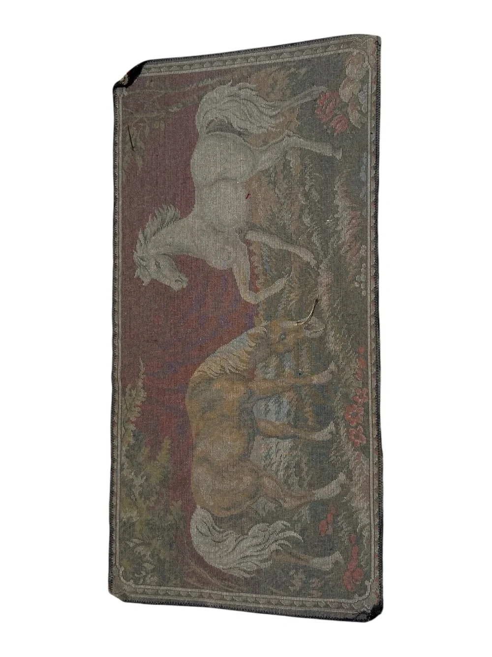 Vintage Horse Tapestry Wall Hanging Equestrian Rug Western Ranch Decor 38x19.5”